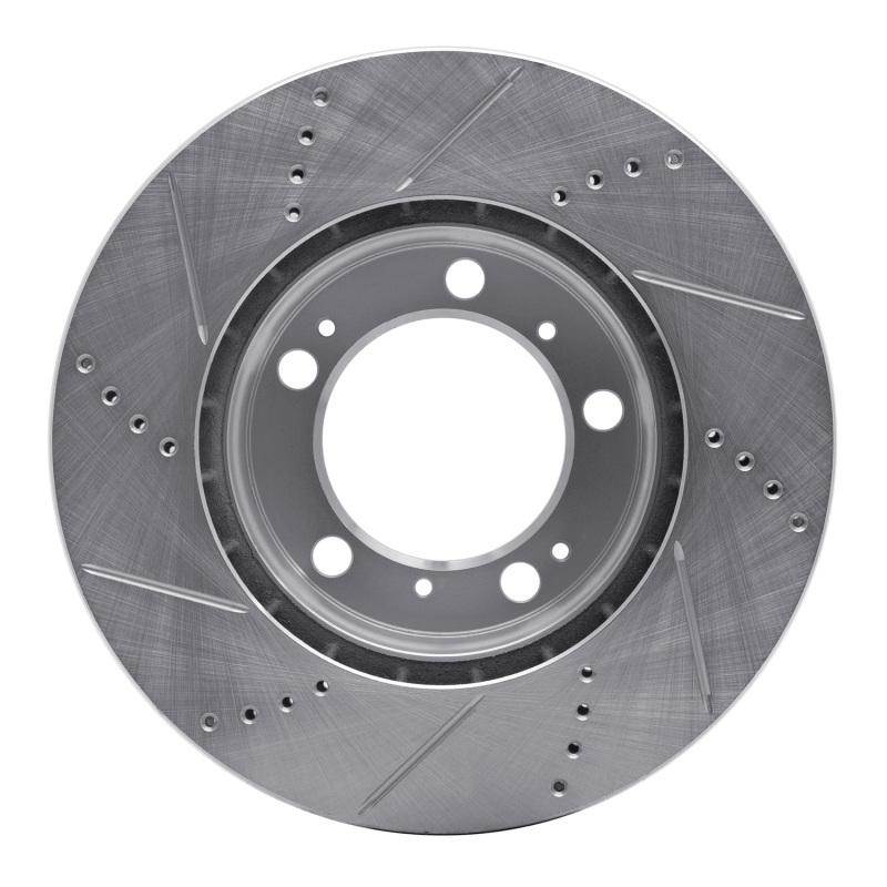 Porsche Boxster Brake Rotor (1) - Front Right - R1 Concepts - Drilled & Slotted - Silver - `97-`04